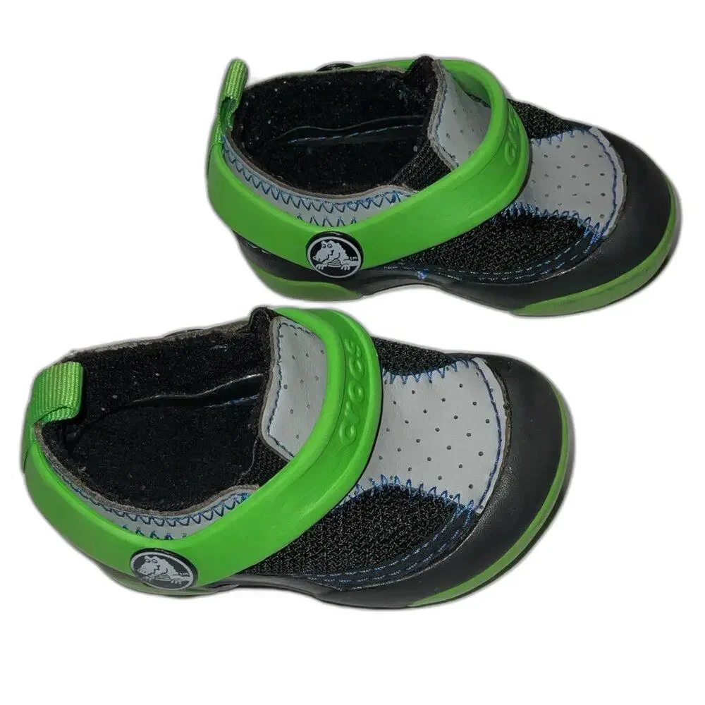 Crocs Summer Dawson Unisex Black Gray Green Lined Clogs Slip On Shoes Size 4C